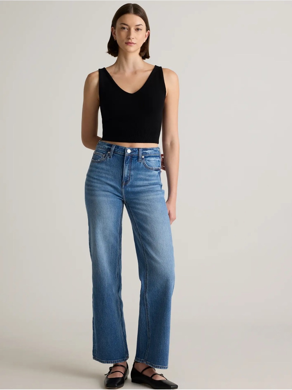 Organic High-Rise Straight Leg Women’s Jeans in Light Blue